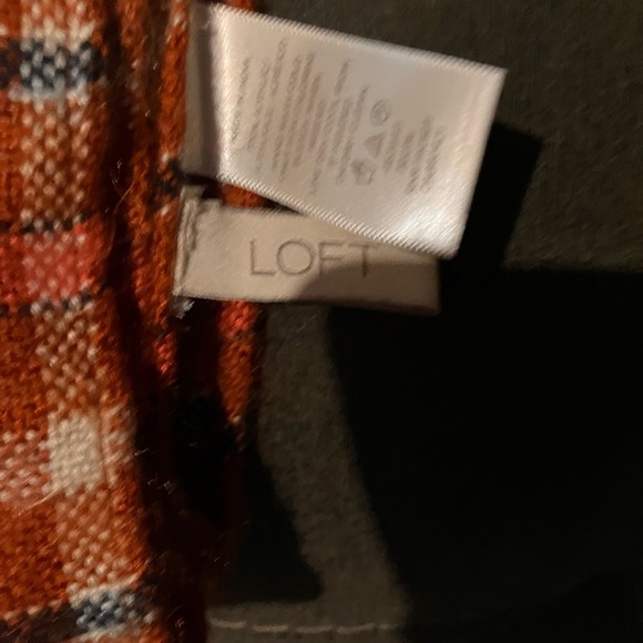 LOFT burnt orange and White Plaid scarf - Picture 2 of 2